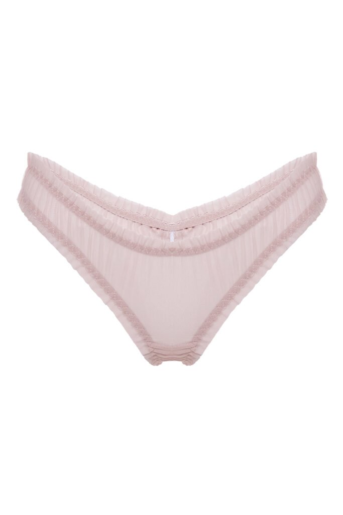 panties Lyli by Underveil — dusty rose mauve lace babydoll corset dress with cutout bows and ruffles
