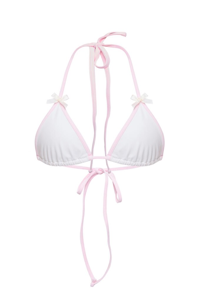 bra Flower by Underveil — pristine white with soft pink trim and delicate white bows