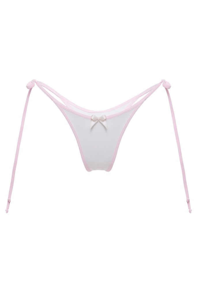 bikini Flower by Underveil — pristine white with soft pink trim and delicate white bows